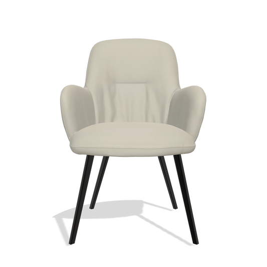 Chaise de salle à manger Mancini 6538 en Cuir B971 (gris clair), pieds en noir, vue de face