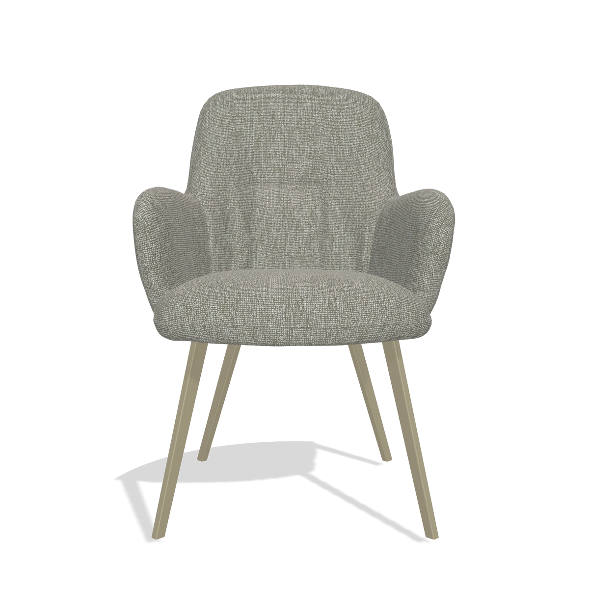 Esszimmerstuhl Mancini 6538 in Stoff Lodge 01 (Taupe), Beine in Champagner, Vorderansicht