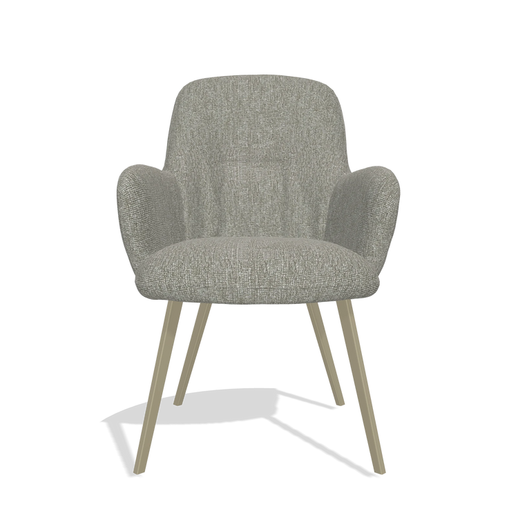 Esszimmerstuhl Mancini 6538 in Stoff Lodge 01 (Taupe), Beine in Champagner, Vorderansicht