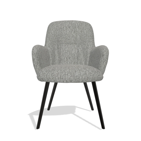 Chaise de salle à manger Mancini 6538 en tissu Lodge 40 (gris), pieds en noir, vue de face