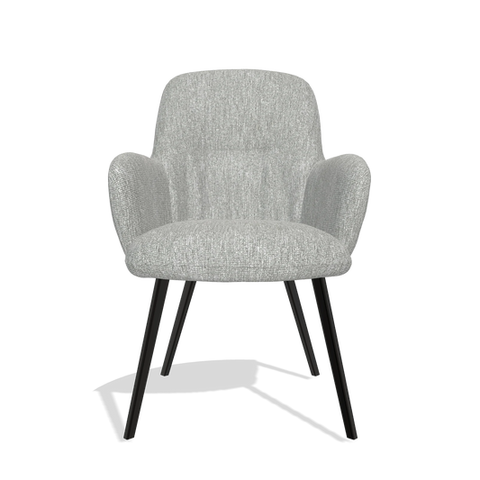 Chaise de salle à manger Mancini 6538 en tissu Lodge 60 (grège), pieds en noir, vue de face