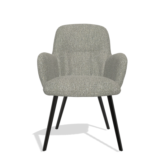 Chaise de salle à manger Mancini 6538 en tissu Lodge 84 (taupe), pieds en noir, vue de face
