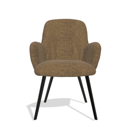 Chaise de salle à manger Mancini 6538 en tissu Mito 14 (marron), pieds en noir, vue de face