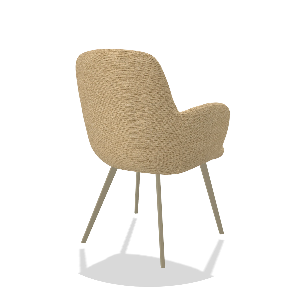 Eetkamerstoel Mancini 6538 in stof Mito 170 (beige), poten in champagne, schuin achteraanzicht
