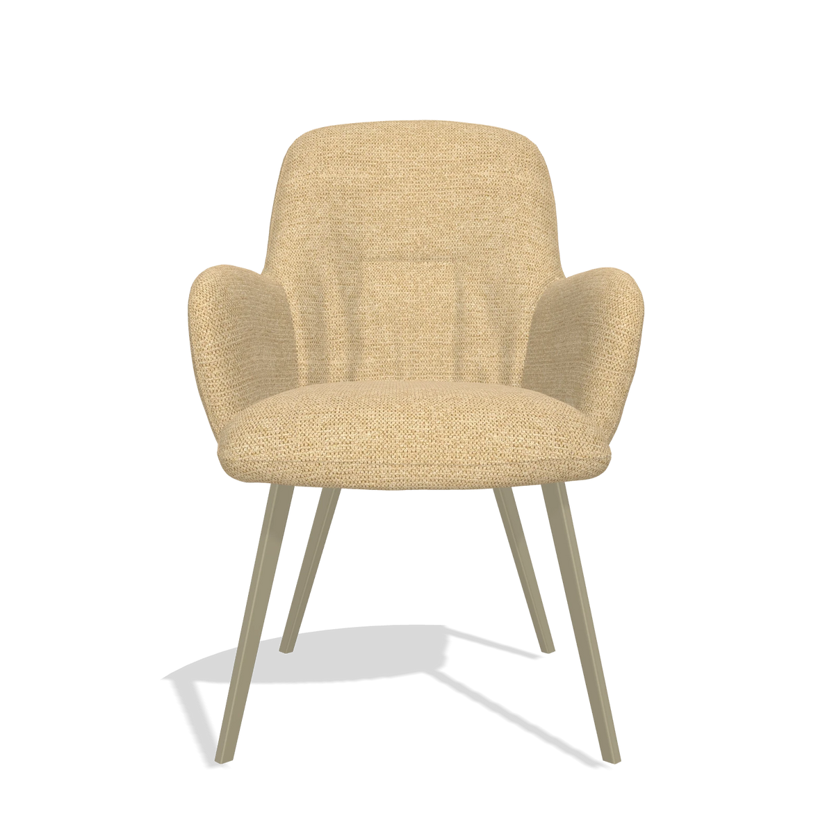 Eetkamerstoel Mancini 6538 in stof Mito 170 (beige), poten in champagne, vooraanzicht