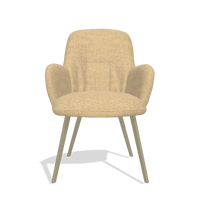 Eetkamerstoel Mancini 6538 in stof Mito 170 (beige), poten in champagne, vooraanzicht