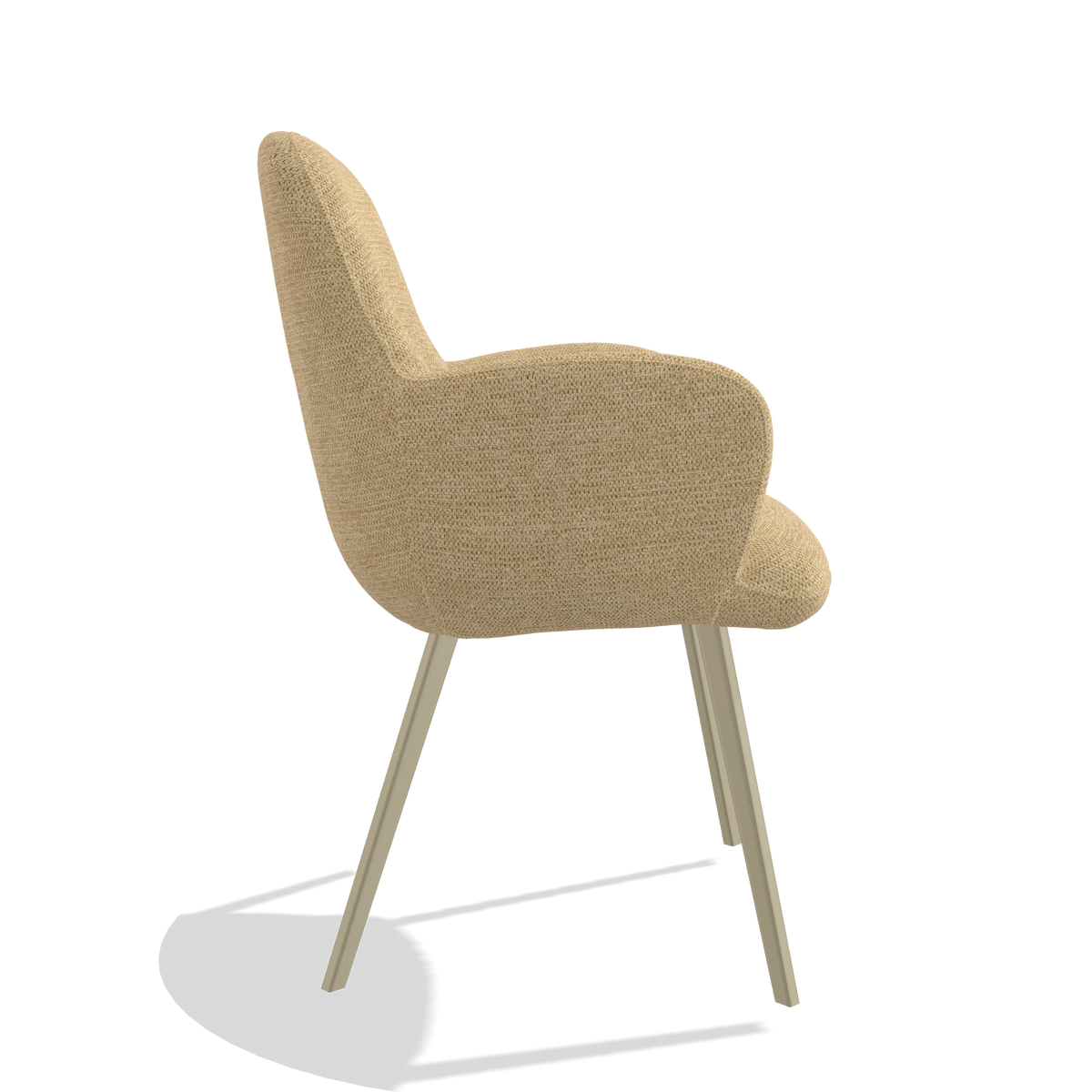 Eetkamerstoel Mancini 6538 in stof Mito 170 (beige), poten in champagne, zijaanzicht