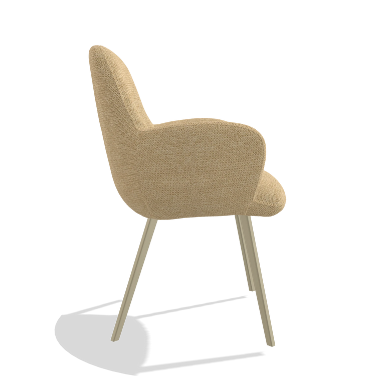 Eetkamerstoel Mancini 6538 in stof Mito 170 (beige), poten in champagne, zijaanzicht