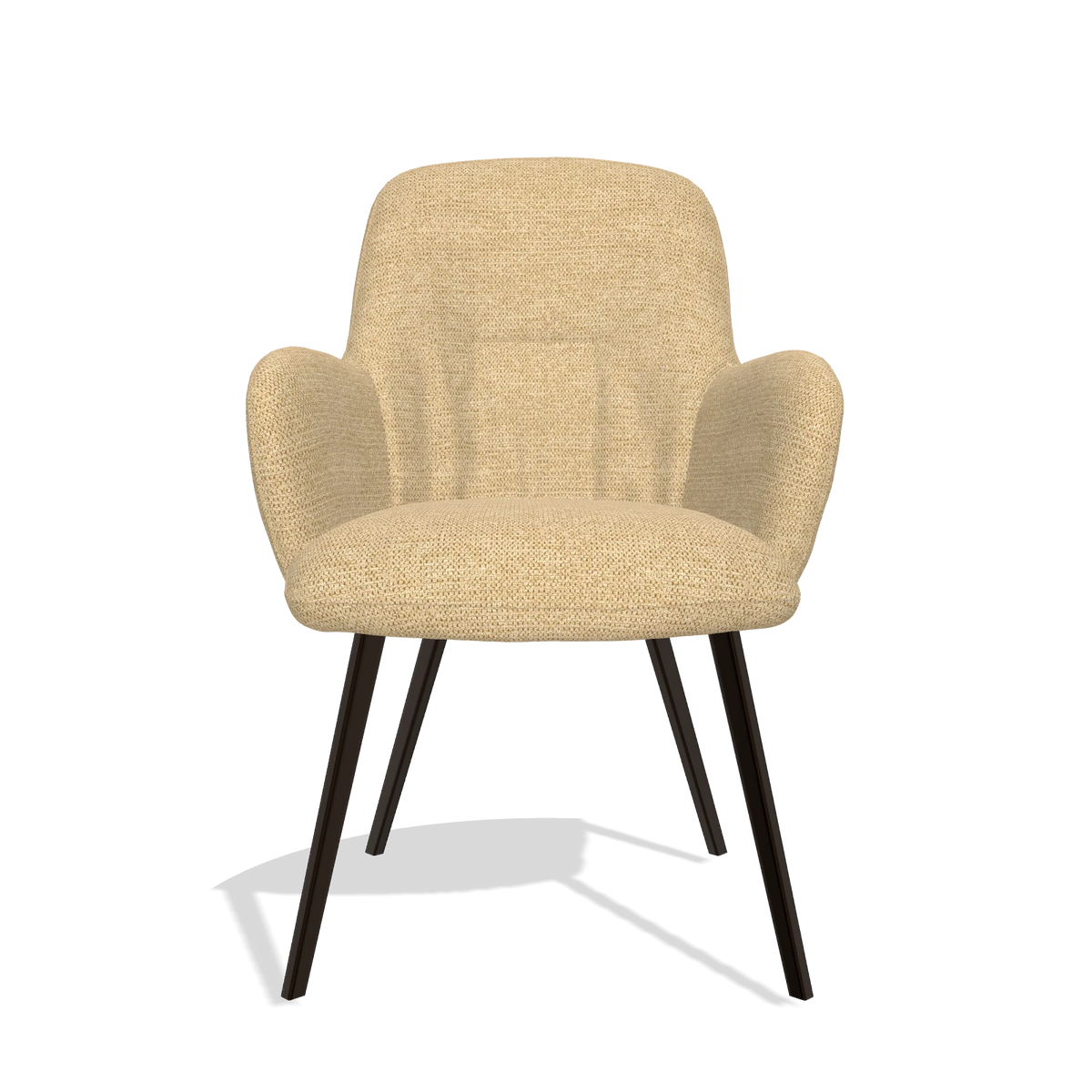 Eetkamerstoel Mancini 6538 in stof Mito 170 (beige), poten in espresso, vooraanzicht