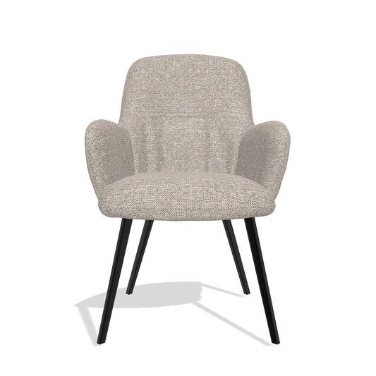 Chaise de salle à manger Mancini 6538 en tissu Mito 180 (grège), pieds en noir, vue de face