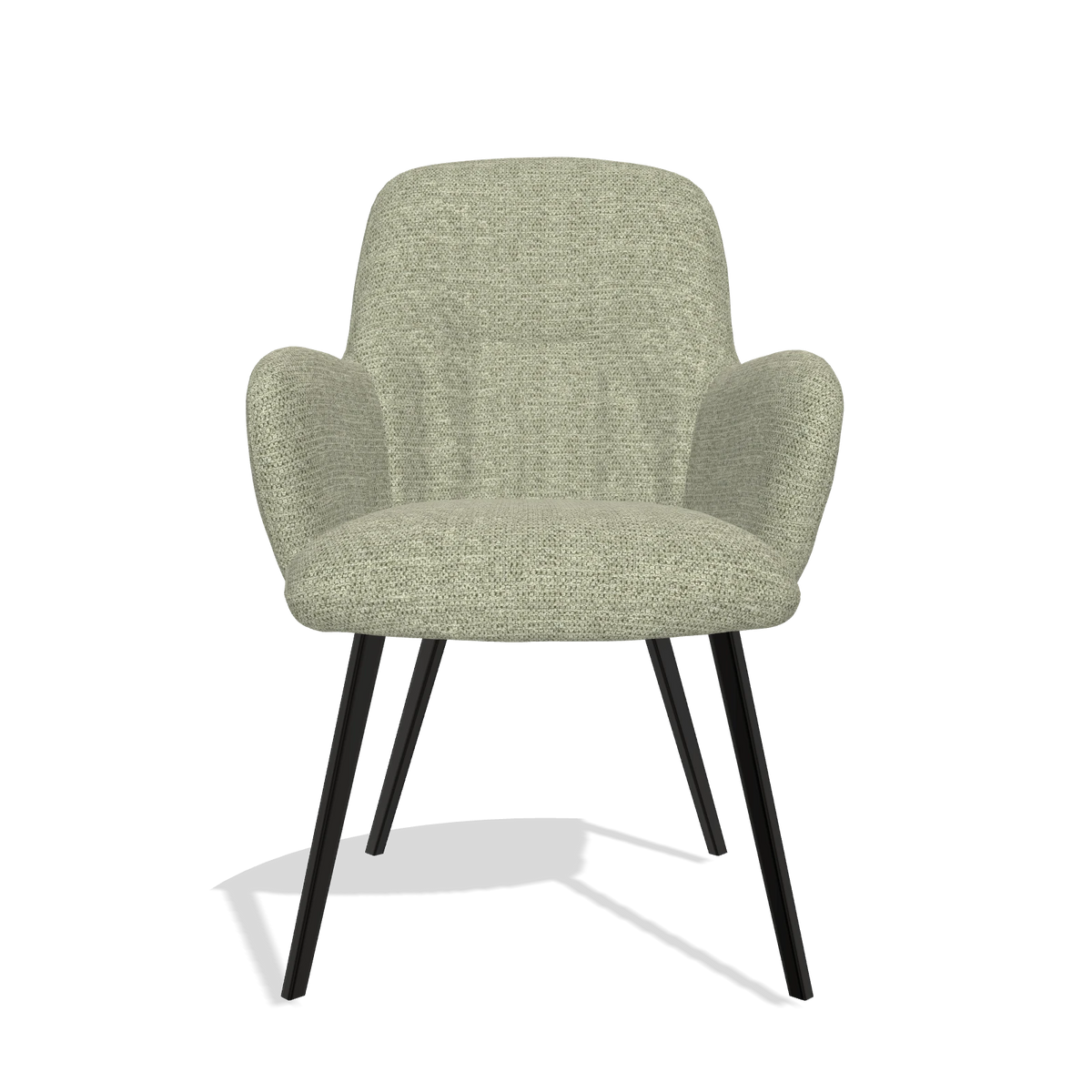 Sedia da pranzo Mancini 6538 in tessuto Mito 55 (verde salvia), gambe in nero, vista frontale