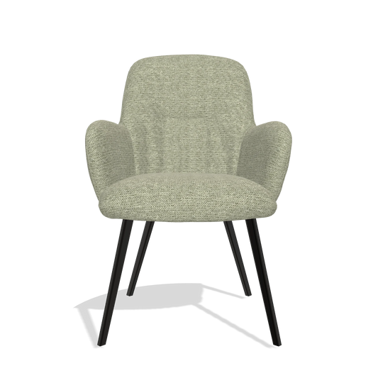Dining Chair Mancini 6538 in Mito 55 fabric (sage), black legs, front view