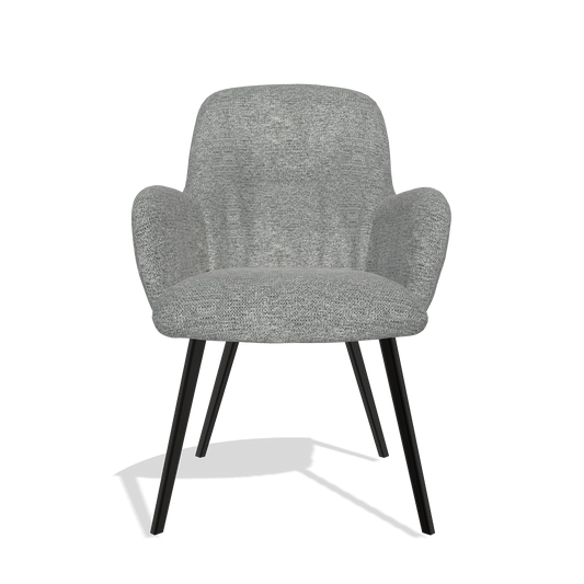 Dining Chair Mancini 6538 in Mito 97 fabric (taupe), black legs, front view