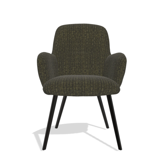 Chaise de salle à manger Mancini 6538 en tissu Niagara 502 (noir), pieds en noir, vue de face