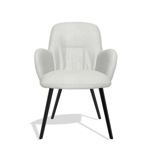 Chaise de salle à manger Mancini 6538 en tissu Niagara 901 (gris clair), pieds en noir, vue de face