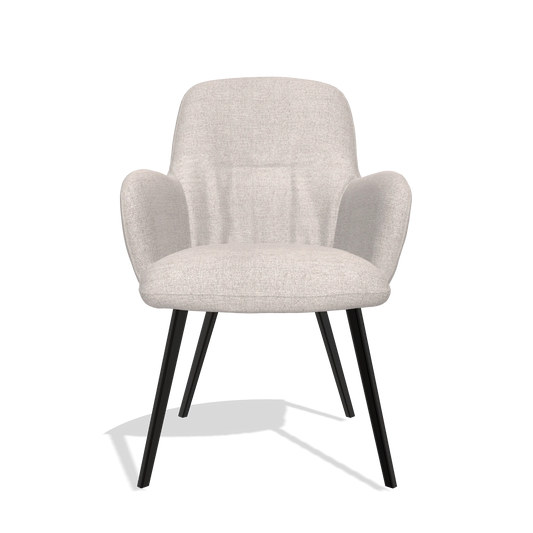 Chaise de salle à manger Mancini 6538 en tissu Oasis 01 (gris clair), pieds en noir, vue de face