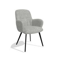 Silla de comedor Mancini 6538 en tela Oasis 40 (greige), patas en negro, vista en ángulo