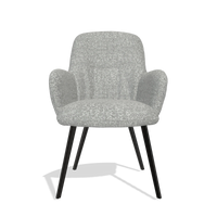 Silla de comedor Mancini 6538 en tela Oasis 40 (greige), patas en negro, vista frontal