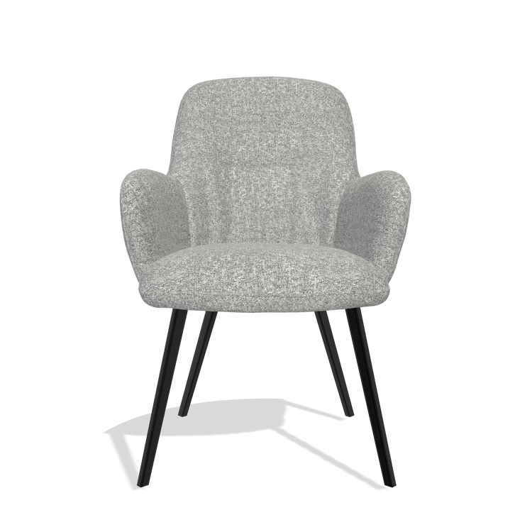 Silla de comedor Mancini 6538 en tela Oasis 40 (greige), patas en negro, vista frontal