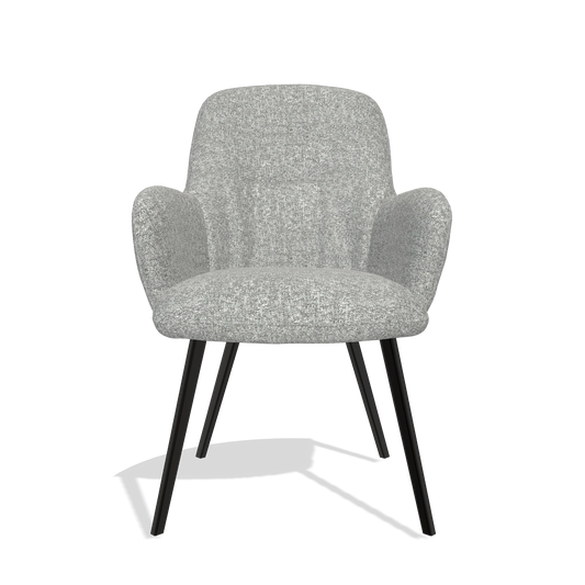 Chaise de salle à manger Mancini 6538 en tissu Oasis 40 (grège), pieds en noir, vue de face