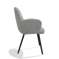 Silla de comedor Mancini 6538 en tela Oasis 40 (greige), patas en negro, vista lateral