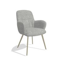 Silla de comedor Mancini 6538 en tela Oasis 40 (greige), patas en champán, vista en ángulo