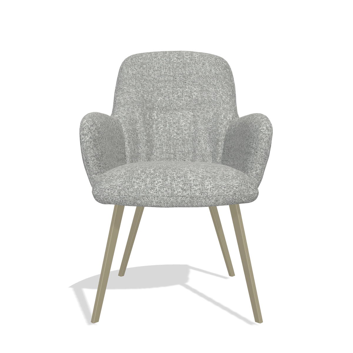 Silla de comedor Mancini 6538 en tela Oasis 40 (greige), patas en champán, vista frontal