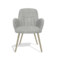 Silla de comedor Mancini 6538 en tela Oasis 40 (greige), patas en champán, vista frontal