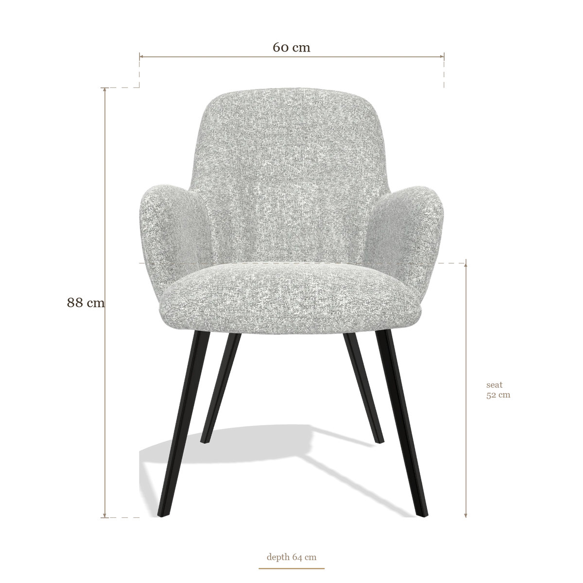 Silla de comedor Mancini 6538, medidas 60 x 64 x 88 cm