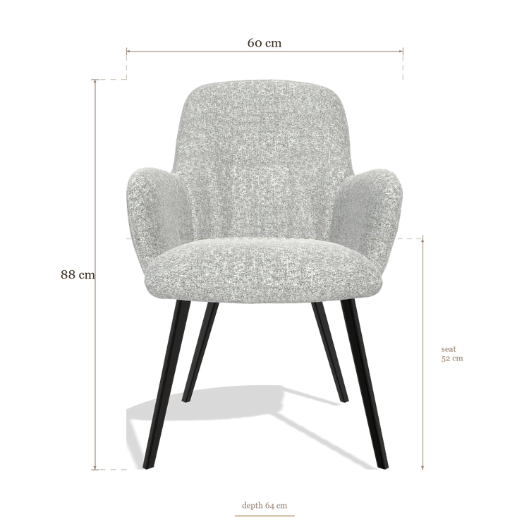 Silla de comedor Mancini 6538, medidas 60 x 64 x 88 cm
