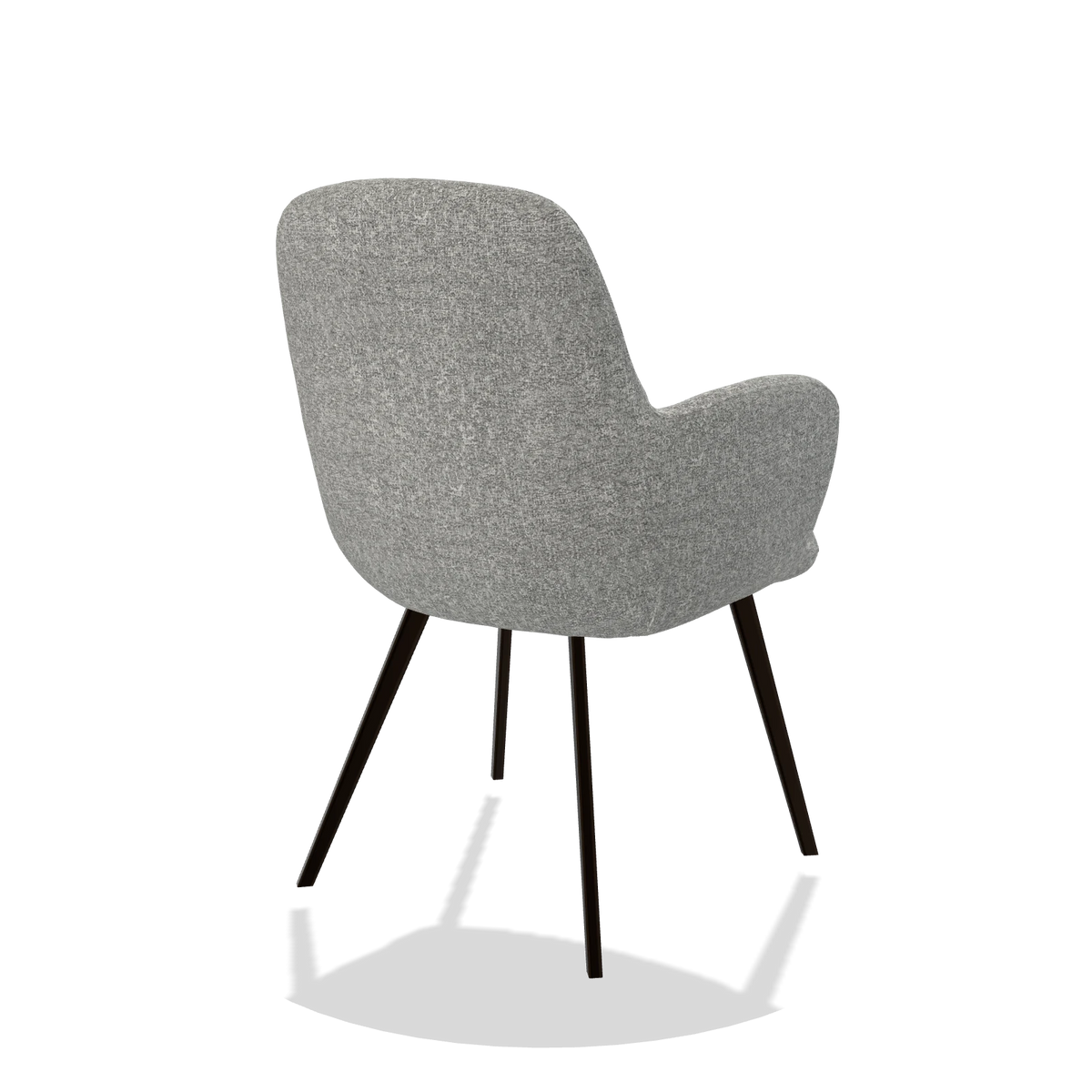 Silla de comedor Mancini 6538 en tela Oasis 40 (greige), patas en espresso, vista trasera en ángulo