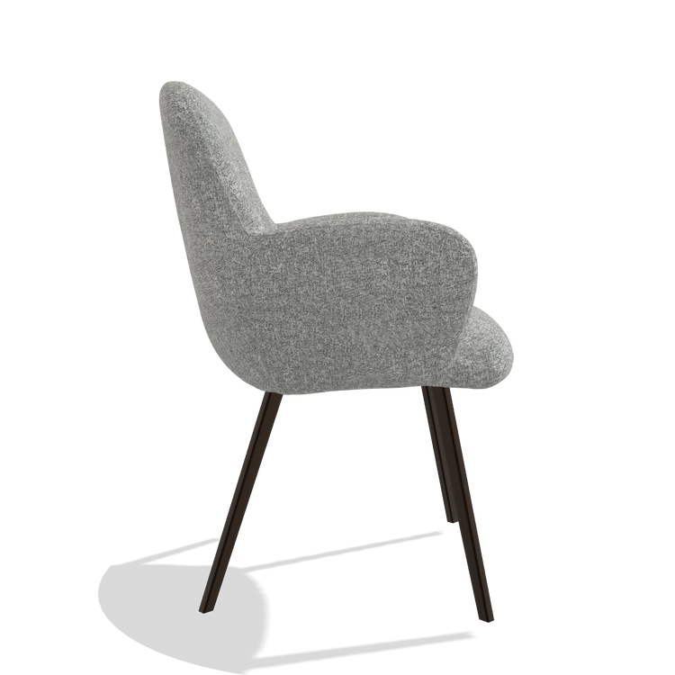 Silla de comedor Mancini 6538 en tela Oasis 40 (greige), patas en espresso, vista lateral