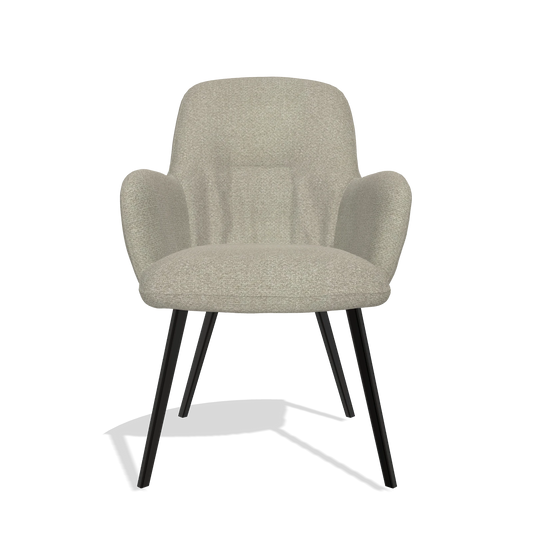 Chaise de salle à manger Mancini 6538 en tissu Rhythm 05 (grège), pieds en noir, vue de face