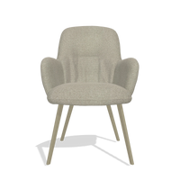 Silla de comedor Mancini 6538 en tela Rhythm 05 (greige), patas en champán, vista frontal