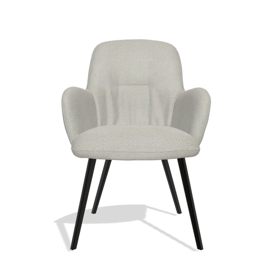 Chaise de salle à manger Mancini 6538 en tissu Rhythm 101 (grège), pieds en noir, vue de face