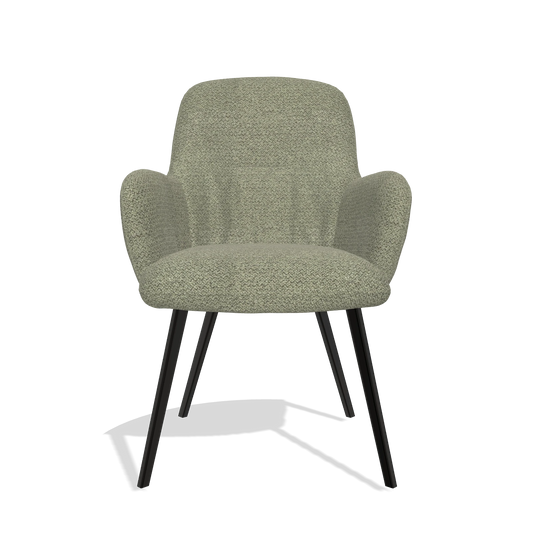 Chaise de salle à manger Mancini 6538 en tissu Rhythm 206 (taupe), pieds en noir, vue de face