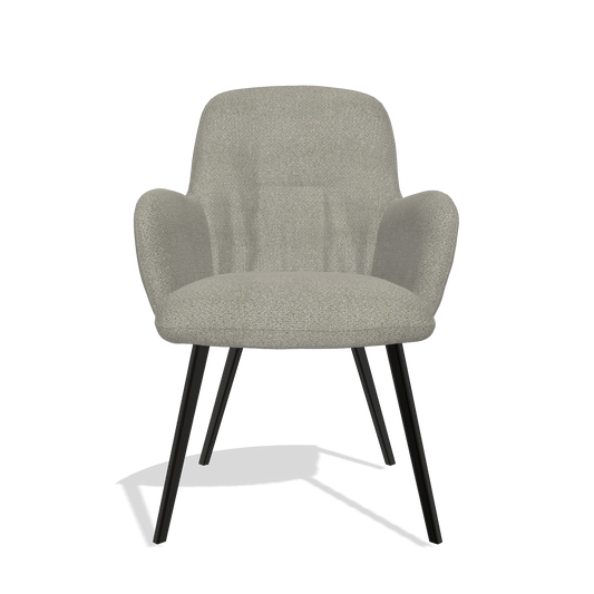 Chaise de salle à manger Mancini 6538 en tissu Rhythm 84 (gris), pieds en noir, vue de face