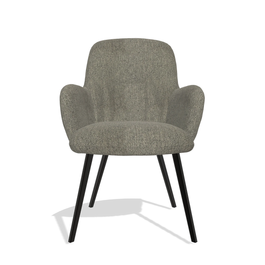 Chaise de salle à manger Mancini 6538 en tissu San Remo 103 (gris foncé), pieds en noir, vue de face