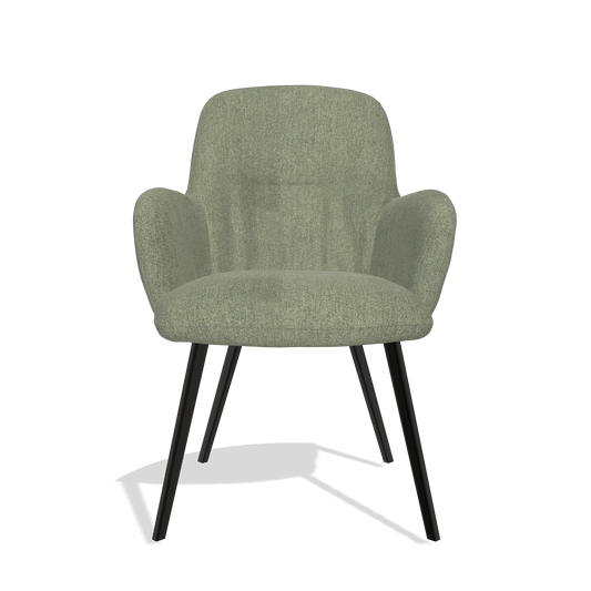 Chaise de salle à manger Mancini 6538 en tissu San Remo 500 (taupe), pieds en noir, vue de face