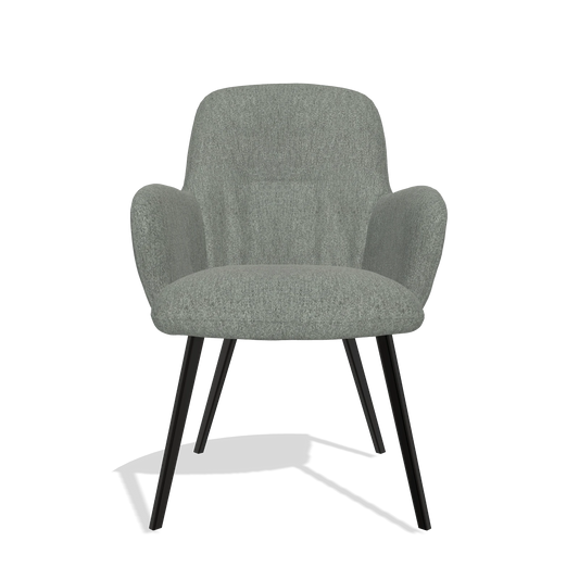 Chaise de salle à manger Mancini 6538 en tissu San Remo 502 (taupe), pieds en noir, vue de face