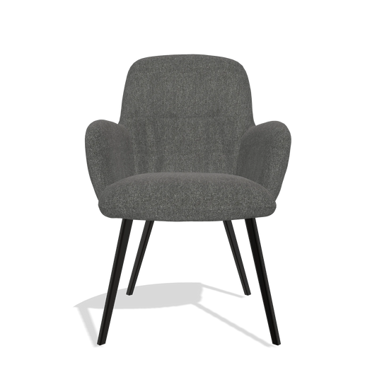 Chaise de salle à manger Mancini 6538 en tissu San Remo 800 (anthracite), pieds en noir, vue de face