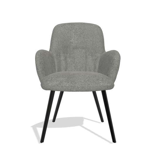 Chaise de salle à manger Mancini 6538 en tissu San Remo 802 (taupe), pieds en noir, vue de face