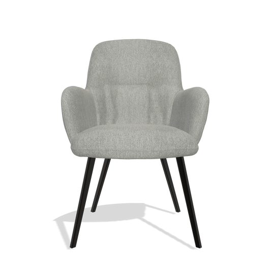 Chaise de salle à manger Mancini 6538 en tissu San Remo 901 (gris), pieds en noir, vue de face