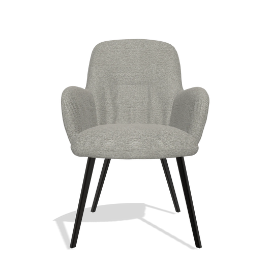 Chaise de salle à manger Mancini 6538 en tissu Sneak 01 (gris), pieds en noir, vue de face