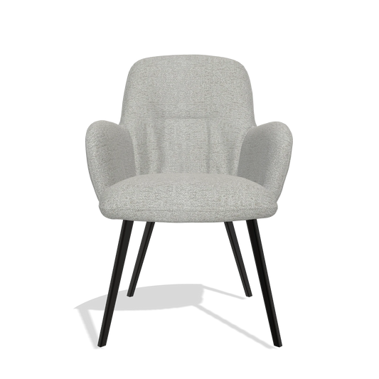 Chaise de salle à manger Mancini 6538 en tissu Sneak 05 (grège), pieds en noir, vue de face