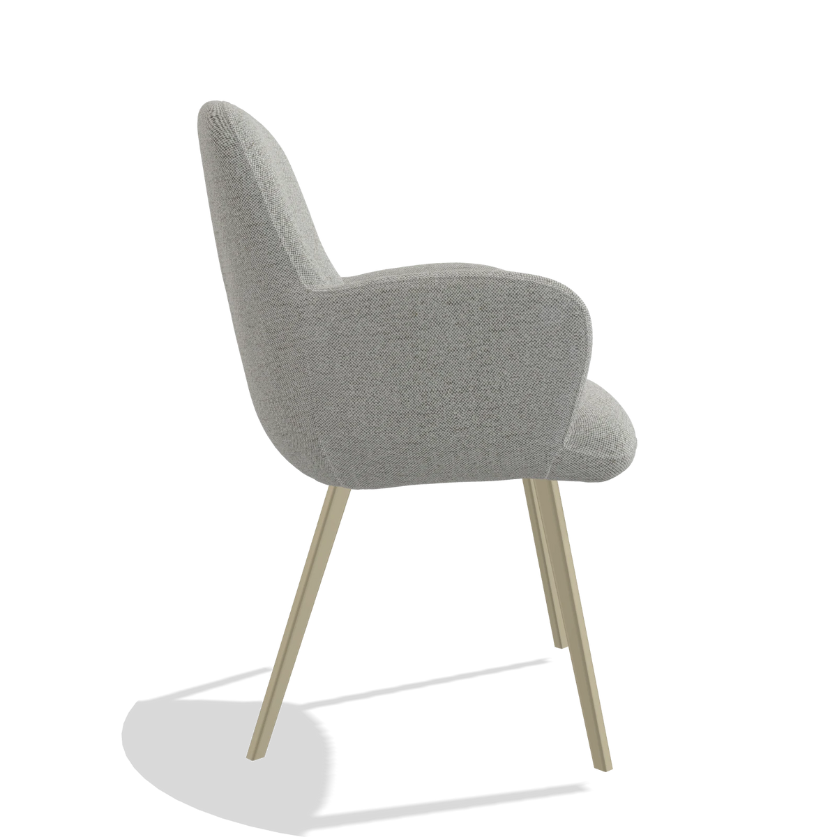 Chaise de salle à manger Mancini 6538 en tissu Sneak 05 (grège), pieds en champagne, vue de profil