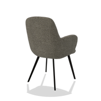 Dining Chair Mancini 6538 in Sneak 10 fabric (dark grey), black legs, back angled view