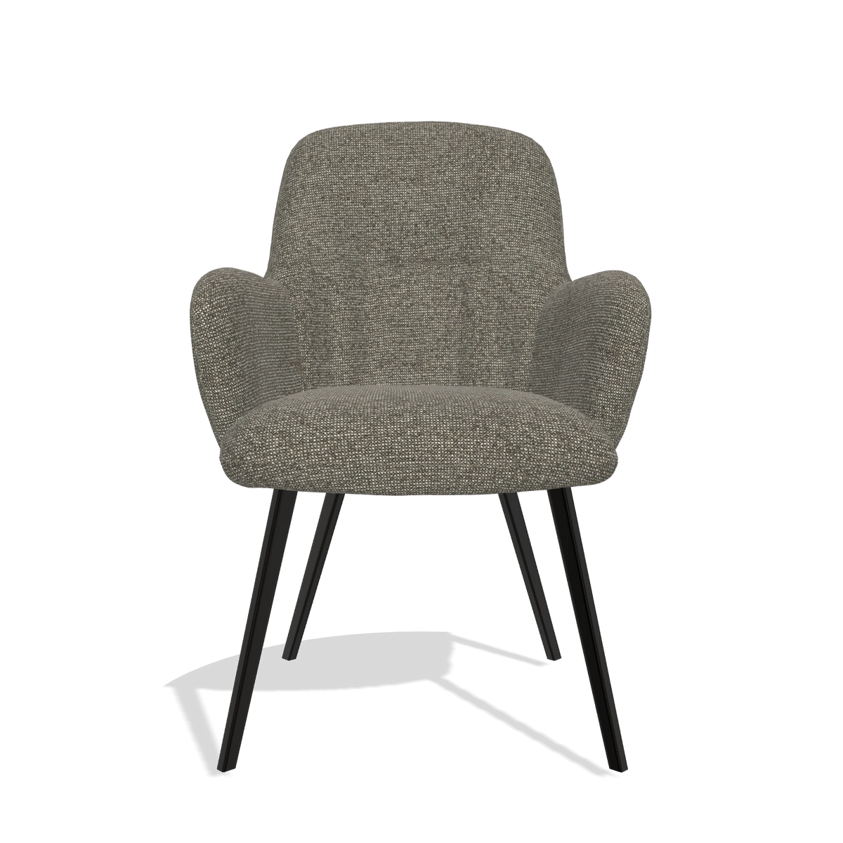 Dining Chair Mancini 6538 in Sneak 10 fabric (dark grey), black legs, front view