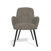 Dining Chair Mancini 6538 in Sneak 10 fabric (dark grey), black legs, front view