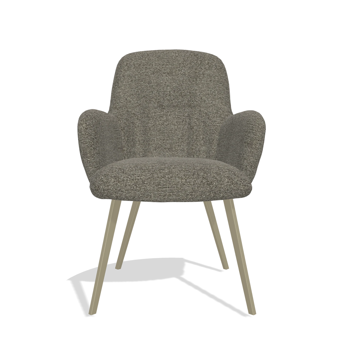 Dining Chair Mancini 6538 in Sneak 10 fabric (dark grey), champagne legs, front view